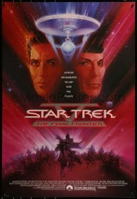 9w910 STAR TREK V 1sh 1989 The Final Frontier, art of William Shatner & Leonard Nimoy by Bob Peak!