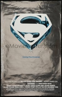 9w918 SUPERMAN foil advance 25x40 1sh 1978 DC superhero Reeve, Coming This Christmas!