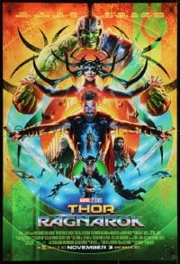 9w926 THOR RAGNAROK advance DS 1sh 2017 great image of Chris Hemsworth in the title role w/helmet!