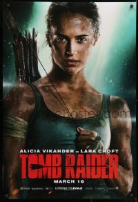 9w932 TOMB RAIDER teaser DS 1sh 2018 sexy close-up image of Alicia Vikander as Lara Croft!