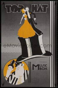9w934 TOP HAT/MUSIC BOX 1sh 1970s double-bill, Laurel & Hardy, great Hirschfeld & Reedy artwork!