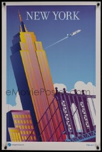 9w038 INDEPENDENCE AIR NEW YORK 24x36 travel poster 2005 great Brad Hamann artwork of landmarks!