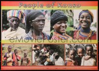 9w045 PEOPLE OF KONSO 16x23 Ethiopian travel poster 2000s many people, UNESCO World Heritage!