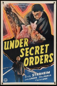9w947 UNDER SECRET ORDERS 1sh 1943 Erich von Stroheim, gripping expose of a most sinister spy ring!