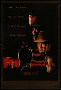 9w949 UNFORGIVEN DS 1sh 1992 gunslinger Clint Eastwood, Gene Hackman, Morgan Freeman, Harris!
