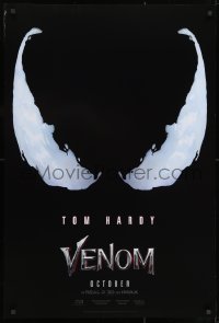 9w955 VENOM teaser DS 1sh 2018 Tom Hardy in title role, Tom Holland as Spider-Man, logo RealD/IMAX!