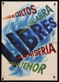 9w035 LIBRES 14x20 WWII war poster 1942 freedom, artwork of words by Herbert Bayer!