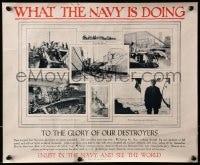 9w034 WHAT THE NAVY IS DOING 14x17 WWI war poster 1918 Heroes of the Deep!