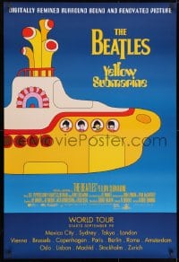 9w995 YELLOW SUBMARINE advance DS 1sh R1999 psychedelic art of Beatles John, Paul, Ringo & George!