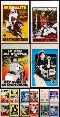 9x464 LOT OF 25 FORMERLY FOLDED SEXPLOITATION BELGIAN POSTERS 1960s-1970s sexy images w/nudity!