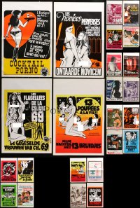 9x466 LOT OF 24 FORMERLY FOLDED SEXPLOITATION BELGIAN POSTERS 1960s-1970s sexy images w/nudity!