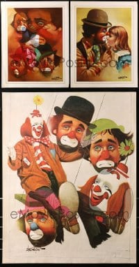 9x442 LOT OF 3 UNFOLDED 22x28 COMMERCIAL POSTERS OF CLOWNS 1978 Oberstein circus clown art!