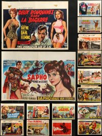 9x390 LOT OF 28 MOSTLY FORMERLY FOLDED BELGIAN POSTERS 1950s-1960s a variety of movie images!
