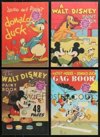9x176 LOT OF 4 WALT DISNEY COLORING BOOKS 1970s Donald Duck, Mickey Mouse, Pluto & more!