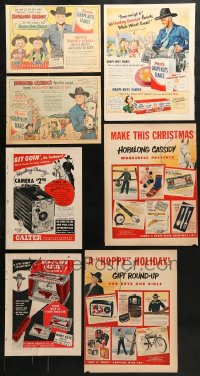 9x014 LOT OF 7 HOPALONG CASSIDY NEWSPAPER AND MAGAZINE ADS 1930s-1950s cool cartoon art!