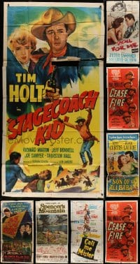 9x253 LOT OF 8 FOLDED GLUED THREE-SHEETS 1940s-1960s great images from a variety of movies!