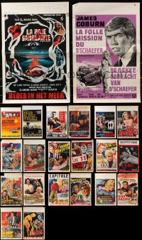 9x393 LOT OF 22 MOSTLY FORMERLY FOLDED BELGIAN POSTERS 1950s-1960s a variety of movie images!
