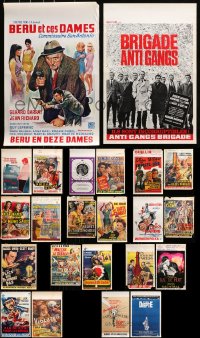 9x392 LOT OF 23 FORMERLY FOLDED BELGIAN POSTERS 1950s-1980s a variety of movie images!