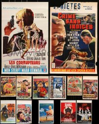 9x396 LOT OF 19 MOSTLY FORMERLY FOLDED BELGIAN POSTERS 1950s-1970s a variety of movie images!
