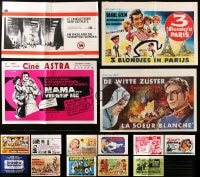 9x475 LOT OF 15 FORMERLY FOLDED HORIZONTAL BELGIAN POSTERS 1960s-1970s from a variety of movies!