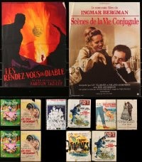9x425 LOT OF 18 FORMERLY FOLDED FRENCH POSTERS 1950s-1990s great images from a variety of movies!