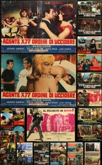 9x413 LOT OF 33 FORMERLY FOLDED ITALIAN PHOTOBUSTAS 1960s-1970s a variety of movie scenes!