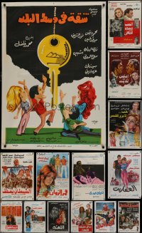 9x482 LOT OF 19 FORMERLY FOLDED EGYPTIAN POSTERS 1960s-1970s a variety of movie images!