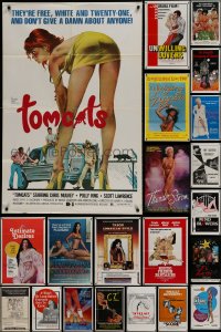 9x044 LOT OF 115 FOLDED SEXPLOITATION ONE-SHEETS 1960s-1980s sexy images with some nudity!