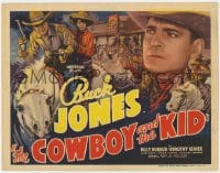 9y038 COWBOY & THE KID TC 1936 cool montage art of Buck Jones protecting young Billy Barrud, rare!