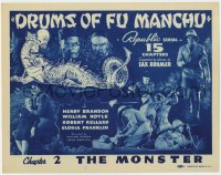9y050 DRUMS OF FU MANCHU chapter 2 TC 1940 Republic serial, The Monster, cool art & photos, rare!