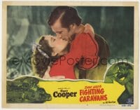 9y467 FIGHTING CARAVANS LC #6 R1950 romantic close up of Gary Cooper kissing Lili Damita!