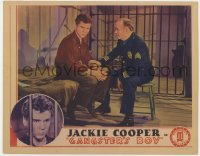 9y497 GANGSTER'S BOY LC 1938 teen Jackie Cooper sitting in jail cell with chief of police!