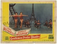 9y498 GENTLEMEN PREFER BLONDES LC #8 1953 sexy Marilyn Monroe & Jane Russell dancing on Paris set!