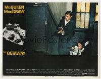 9y499 GETAWAY LC #6 1972 Steve McQueen & Ali McGraw with guns in stairwell, Sam Peckinpah