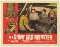 9y502 GIANT GILA MONSTER LC #2 1959 classic border art of giant hand grabbing teens in hot rod!