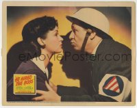 9y527 HE HIRED THE BOSS LC 1942 Stuart Erwin in Civil Defense helmet & pretty Evelyn Venable!