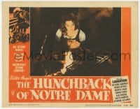 9y547 HUNCHBACK OF NOTRE DAME LC #1 R1952 close up of Maureen O'Hara & Edmond O'Brien by fire!