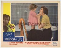 9y553 IMITATION OF LIFE LC #4 R1949 smiling Claudette Colbert gives young daughter a bath!
