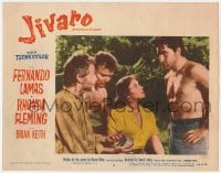 9y568 JIVARO 3D LC #3 1954 Rhonda Fleming between barechested Fernando Lamas & Brian Keith!