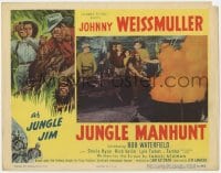 9y573 JUNGLE MANHUNT LC #4 1951 Johnny Weissmuller as Jungle Jim watching native ceremony!