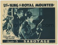 9y586 KING OF THE ROYAL MOUNTED chapter 5 LC 1940 Mountie Rocky Lane with his gun drawn, Sabotage!