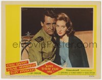 9y590 KISS THEM FOR ME LC #7 1957 great close up of uniformed Cary Grant & pretty Suzy Parker!