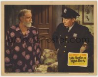 9y624 LIFE BEGINS AT EIGHT-THIRTY LC 1942 Monty Woolley in pajamas staring at cop William Demarest!