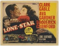 9y107 LONE STAR TC 1951 art of Clark Gable kissing sexy Ava Gardner, Broderick Crawford!
