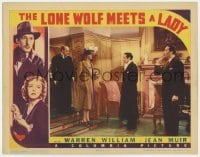 9y632 LONE WOLF MEETS A LADY LC 1940 detective Warren William motions for Jean Muir to be quiet!