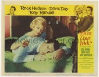 9y643 LOVER COME BACK LC #5 1962 close up of Doris Day consoling Rock Hudson in bed!