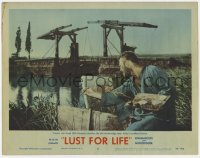 9y647 LUST FOR LIFE LC #3 1956 Kirk Douglas as Vincent Van Gogh sketches old drawbridge near Arles!