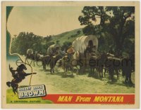 9y656 MAN FROM MONTANA LC 1941 cowboy Johnny Mack Brown riding horse alongside wagon train!