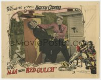9y658 MAN FROM RED GULCH LC 1925 close up of tough cowboy Harry Carey Sr. in death struggle!