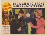 9y665 MAN WHO BROKE THE BANK AT MONTE CARLO LC 1935 Joan Bennett smiles at Ronald Colman in car!